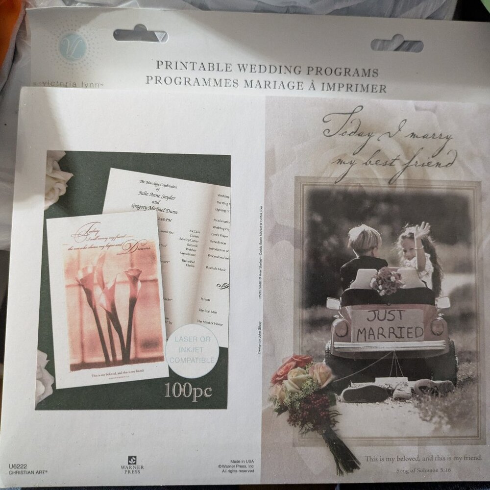 Printable wedding programs